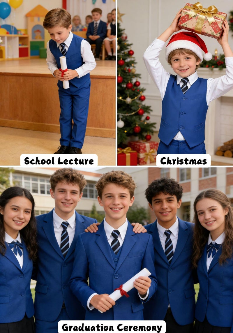 Visaccy Boys Suit,Kids Slim Fit Dress Clothes Ring Bearer Outfit for Wedding Royal Blue Size 3T - Image 5